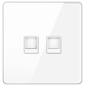 DATA SOCKET OUTLET DOUBLE CAT6 TEMPERED GLASS GLOSS WHITE