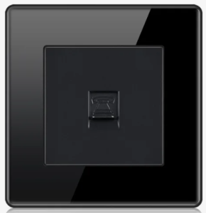 TELEPHONE SOCKET OUTLET SINGLE RJ12 TEMPERED GLASS GLOSS BLACK