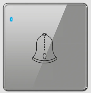 SWITCH PUSH BELL TEMPERED GLASS GLOSS GREY