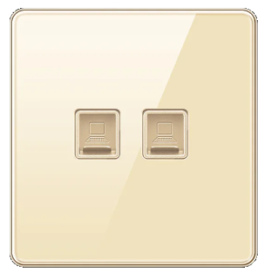 DATA SOCKET OUTLET DOUBLE CAT6 TEMPERED GLASS CHAMPAGNE GOLD