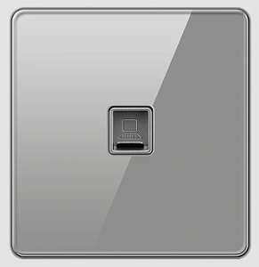 DATA SOCKET OUTLET SINGLE CAT6 TEMPERED GLASS GLOSS GREY