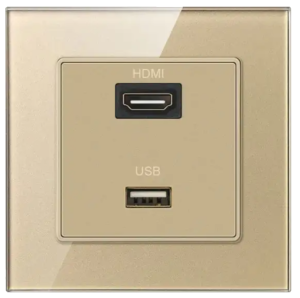 HDMI + USB 2.0 TEMPERED GLASS CHAMPAGNE GOLD