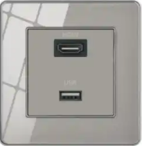 HDMI + USB 2.0 TEMPERED GLASS GLOSS GREY