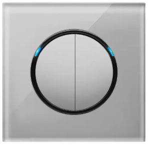SWITCH 2G 2W MODERN GLASS ROUND GLOSS GREY