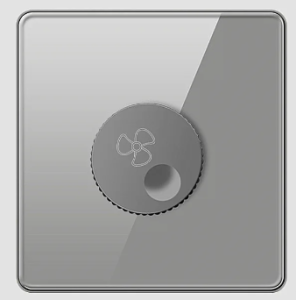 ROTARY DIMMER FAN TEMPERED GLASS GLOSS GREY