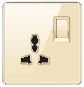 SINGLE SOCKET OUTLET UNIVERSAL TEMPERED GLASS CHAMPAGNE GOLD