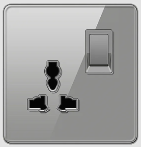 SINGLE SOCKET OUTLET UNIVERSAL TEMPERED GLASS GLOSS GREY