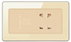 SHAVER SOCKET OUTLET TEMPERED GLASS CHAMPAGNE GOLD