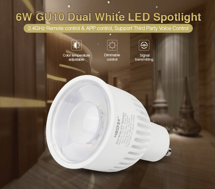 LED GU10 SPOTLIGHT 6W DUAL WHITE (2.4Ghz RF)