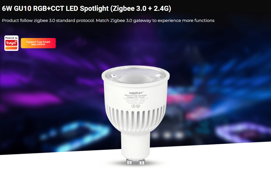 LED GU10 SPOTLIGHT 6W RGB+CCT (Zigbee 3.0 + 2.4Ghz)