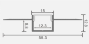 ALUMINIUM RECESSED MOUNTED GYPSUM PROFILE 2M (55.0X12.8MM)