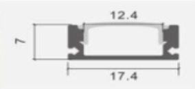 ALUMINIUM SURFACE PROFILE BLACK 2M (17X7MM)