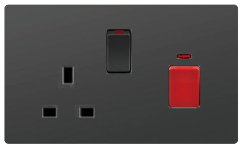 SWITCH DP 45A + SINGLE SOCKET OUTLET UK 