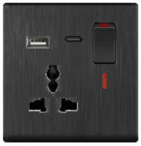 SINGLE SOCKET OUTLET UNIVERSAL + USB 2.0 + TYPE C
