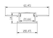 ALUMINIUM RECESSED MOUNTED GYPSUM PROFILE 2M (61x20MM)