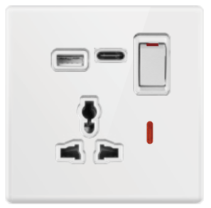 SINGLE SOCKET OUTLET UNIVERSAL + USB 2.0 + TYPE C