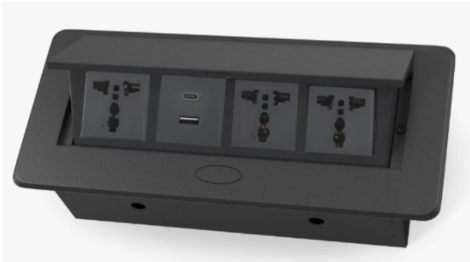 FLIP TRIPLE SOCKET OUTLET UNIVERSAL + USB 2.0 + TYPE C 