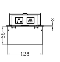 FLIP SINGLE SOCKET OUTLET UNIVERSAL + USB 2.0 + TYPE C 