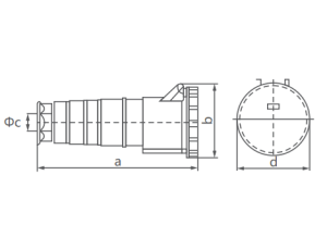 INDUSTRIAL SOCKET OUTLET 1PH 63A 3 PIN 6H IP67