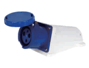 INDUSTRIAL SOCKET OUTLET 2PH 63A 2 PIN 6H IP67 WALL MOUNTED