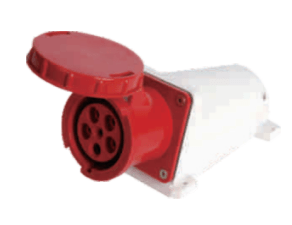 INDUSTRIAL SOCKET OUTLET 3PH 63A 5 PIN 6H IP67 WALL MOUNTED