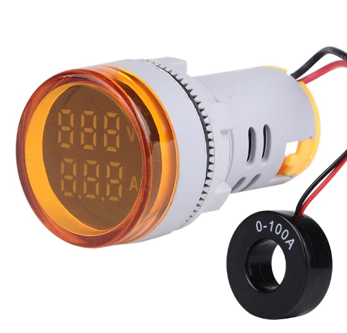 INDICATOR 22MM YELLOW VOLTAGE/CURRENT