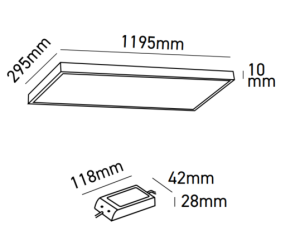 LED PANEL SURFACE MOUNTED 300x1200 4000K 36W 240V