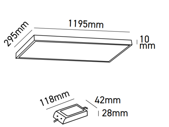 LED PANEL SURFACE MOUNTED 300x1200 4000K 36W 240V