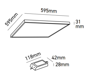 LED PANEL SURFACE MOUNTED 600X600 4000K 36W 240V
